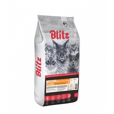 Blitz: сухой корм для взрослых кошек «Индейка» 2кг
