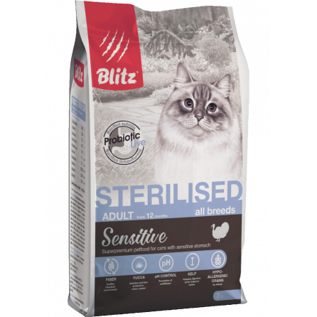 Blitz сухой корм с индейкой для стерилизованных кошек 