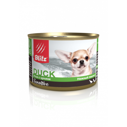 Blitz Sensitive «Утка с цукини» консервированный корм для собак мелких пород всех возрастов (200г)