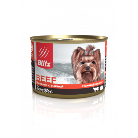 Blitz Sensitive «Говядина с тыквой» консервированный корм для собак мелких пород всех возрастов (200г)