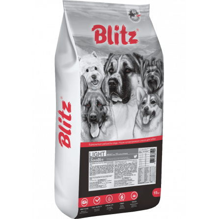 Blitz Sensitive Light сухой корм для взрослых собак с лишним весом (15 кг)