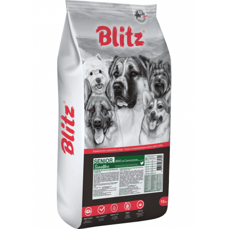 Blitz Sensitive Senior сухой корм для собак всех пород старше 7 лет (15 кг)