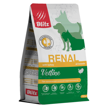 Blitz Renal Dog сухой полнорационный диетический корм для собак при хронической почечной недостаточности