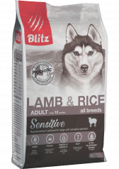 Blitz сухой корм для взрослых собак всех пород с ягнёнком и рисом 