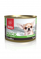 Blitz Sensitive «Утка с цукини» консервированный корм для собак мелких пород всех возрастов (200г)