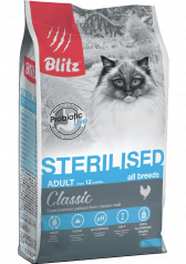 Blitz: сухой корм для стерилизованных кошек «Курица» 