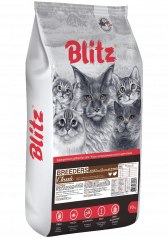 Blitz Classic с курицей и индейкой сухой корм для взрослых кошек 10 кг