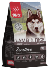 Blitz сухой корм для взрослых собак всех пород с ягнёнком и рисом 