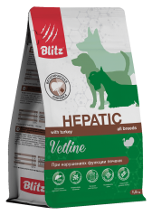 Blitz Vetline Hepatic Dog сухой полнорационный диетический корм для собак при нарушении функций печени