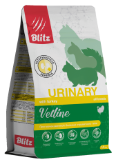 Blitz Vetline Urinary сухой полнорационный диетический корм для кошек мочекаменной болезни струвитного типа