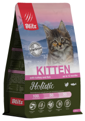 Blitz Holistic «Индейка и рыба» — низкозерновой сухой корм для котят, беременных и кормящих кошек