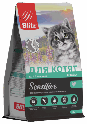 Blitz сухой корм с индейкой для котят, беременных и кормящих кошек 🎁Влажный корм в подарок