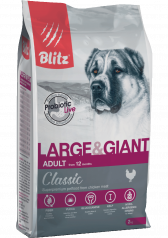 Blitz сухой корм для взрослых собак крупных и гигантских пород 15кг